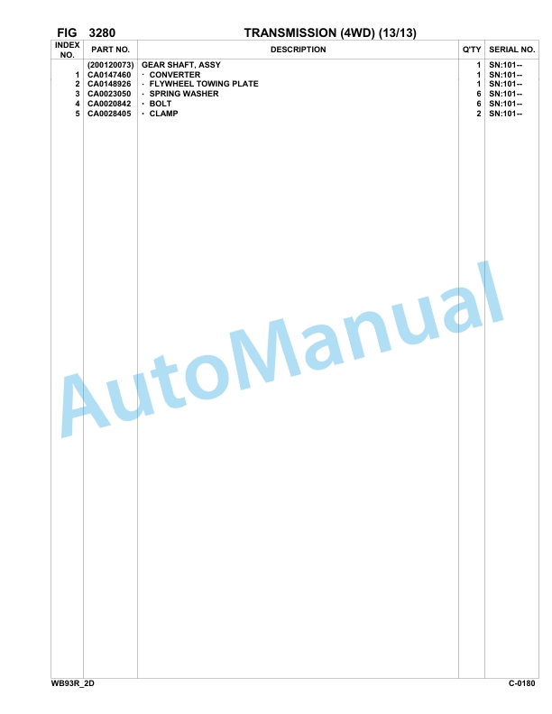 Komatsu WB93R-2 Backhoe Loader Parts Manual 93F25184-up 2 Komatsu WB93R-2 Backhoe Loader Parts Manual 93F25184-up-2