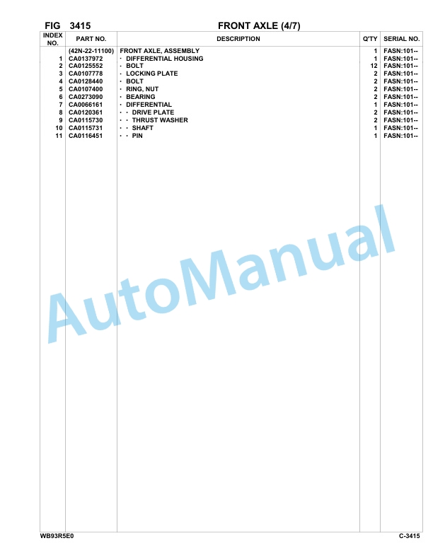 Komatsu WB93R-5E0 Backhoe Loader Parts Manual F60003-UP 2 Komatsu WB93R-5E0 Backhoe Loader Parts Manual F60003-UP-2