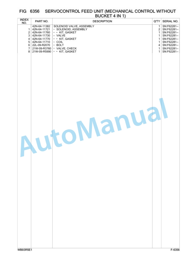 Komatsu WB93R-5E0 Backhoe Loader Parts Manual F61569 4 Komatsu WB93R-5E0 Backhoe Loader Parts Manual F61569-4