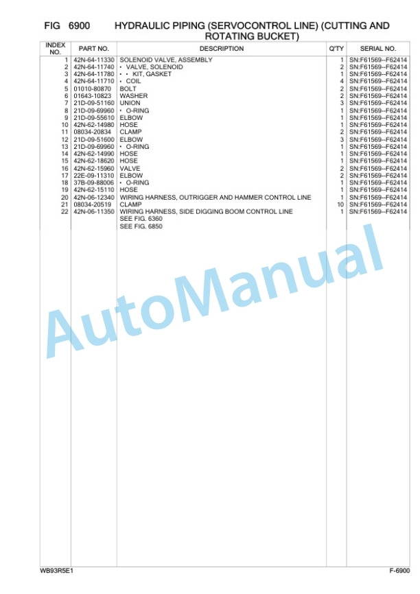 Komatsu WB93R-5E0 Backhoe Loader Parts Manual F61569 5 Komatsu WB93R-5E0 Backhoe Loader Parts Manual F61569-5