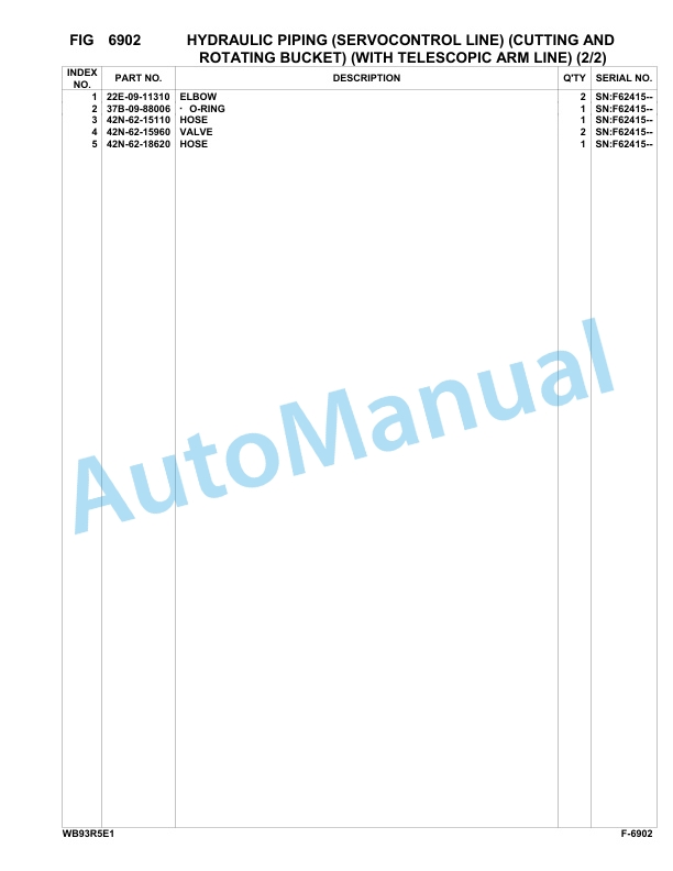 Komatsu WB93R-5E0 Backhoe Loader Parts Manual F61569-UP 5 Komatsu WB93R-5E0 Backhoe Loader Parts Manual F61569-UP-5