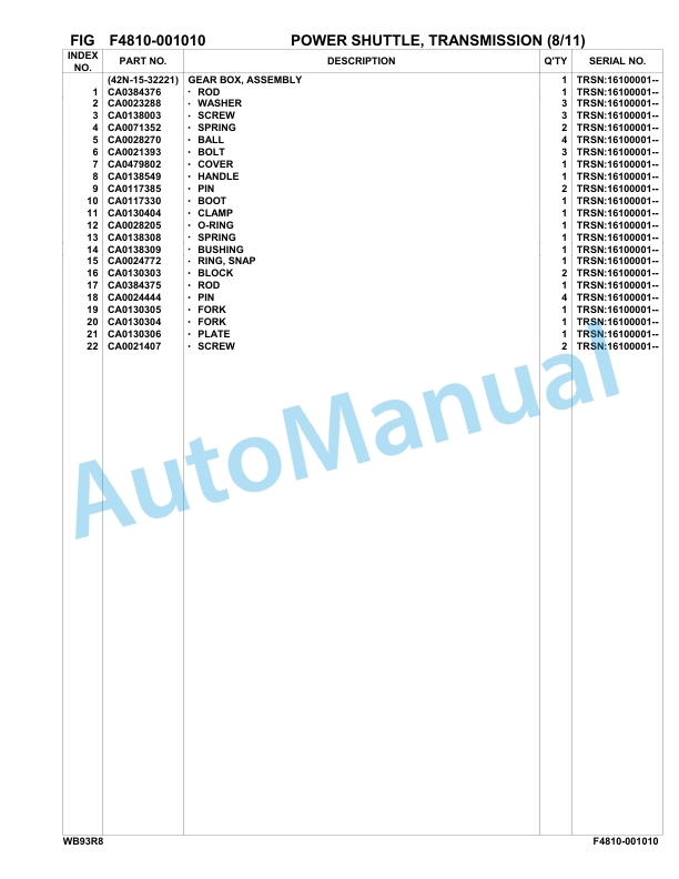 Komatsu WB93R-8 Backhoe Loader Parts Manual F80004-up 2 Komatsu WB93R-8 Backhoe Loader Parts Manual F80004-up-2