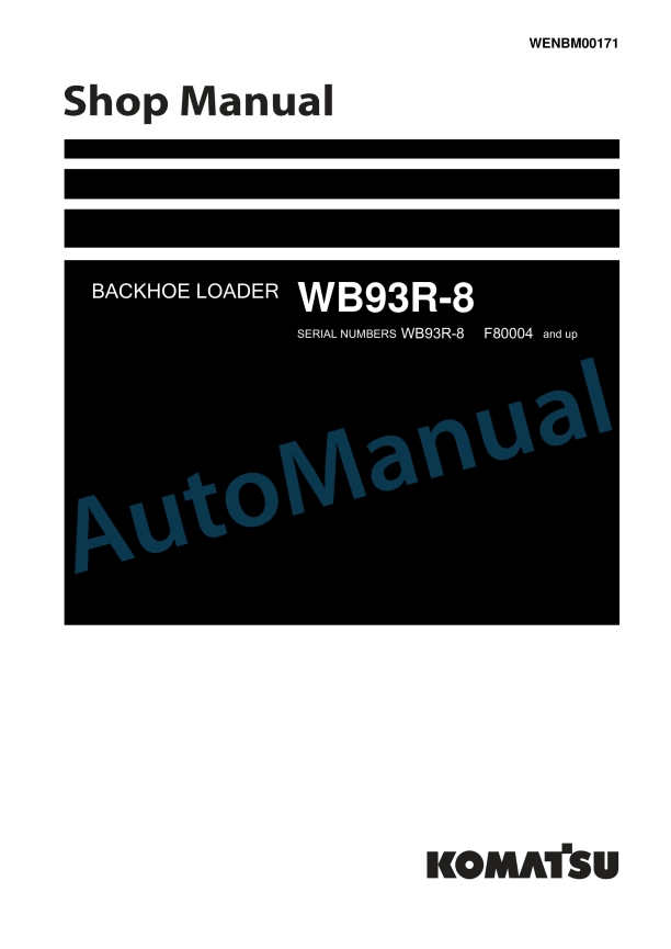Komatsu WB93R-8 Backhoe Loader Shop Manual WENBM00171