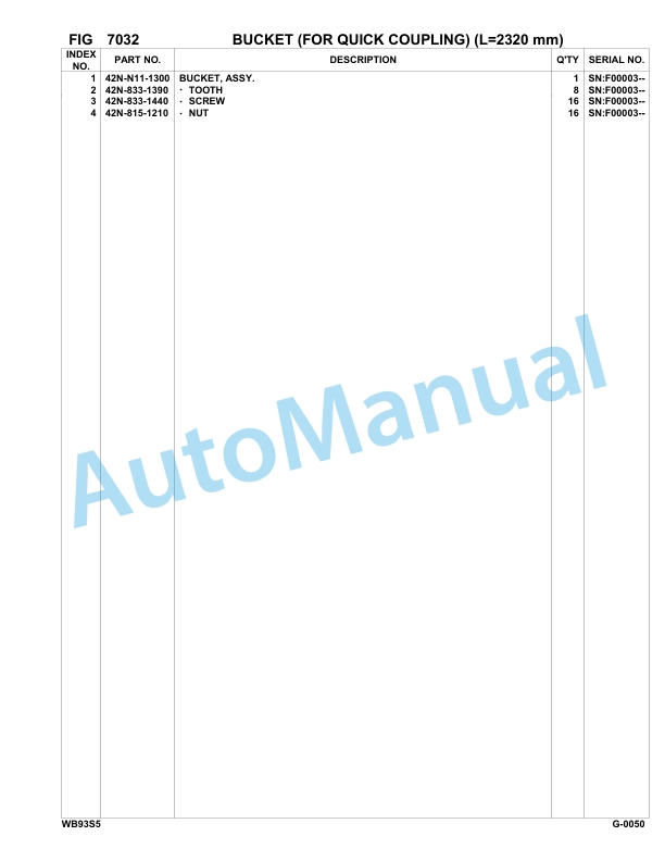 Komatsu WB93S-5 Backhoe Loader Parts Manual F00003-up 5 Komatsu WB93S-5 Backhoe Loader Parts Manual F00003-up-5