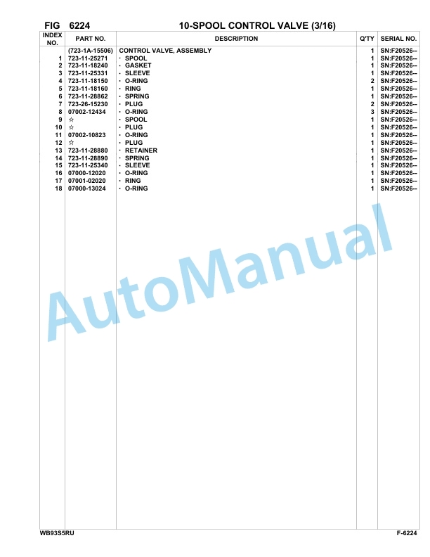 Komatsu WB93S-5E0 Backhoe Loader Parts Manual - F20526 - F20555 - F20557 - F20562 - F20566 4 Komatsu WB93S-5E0 Backhoe Loader Parts Manual - F20526 - F20555 - F20557 - F20562 - F20566-4