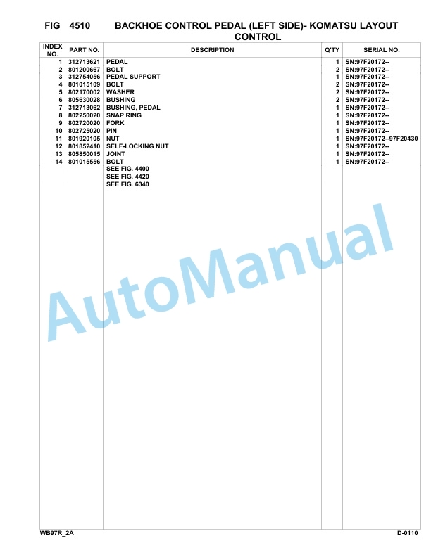Komatsu WB97R-2 Backhoe Loader Parts Manual 97F20172-up 3 Komatsu WB97R-2 Backhoe Loader Parts Manual 97F20172-up-3