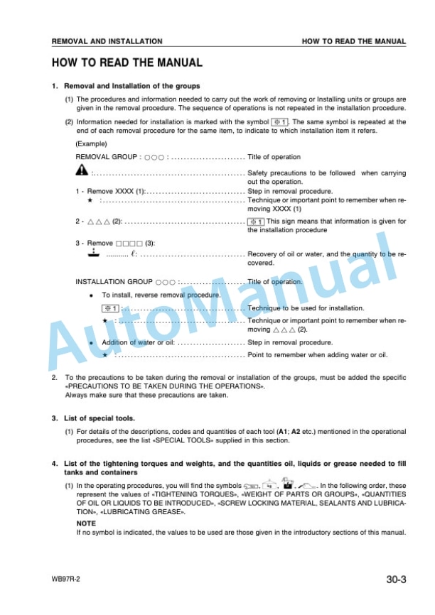 Komatsu WB97R-2 Backhoe Loader Shop Manual WEBM001000 3 Komatsu WB97R-2 Backhoe Loader Shop Manual WEBM001000 - Image 3