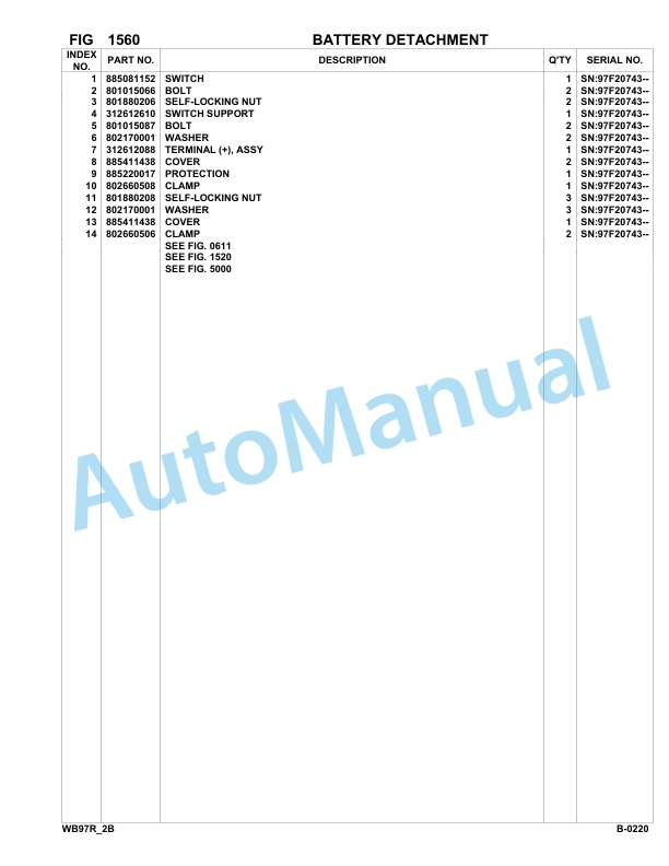 Komatsu WB97R-2B Backhoe Loader Parts Manual 97F20743-up 2 Komatsu WB97R-2B Backhoe Loader Parts Manual 97F20743-up-2