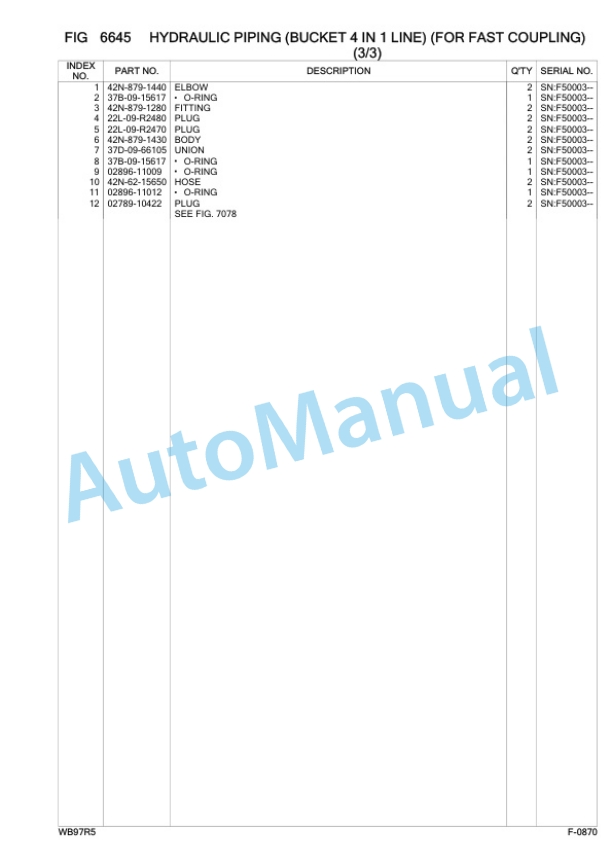 Komatsu WB97R-5 Backhoe Loader Parts Manual F50003 4 Komatsu WB97R-5 Backhoe Loader Parts Manual F50003-4