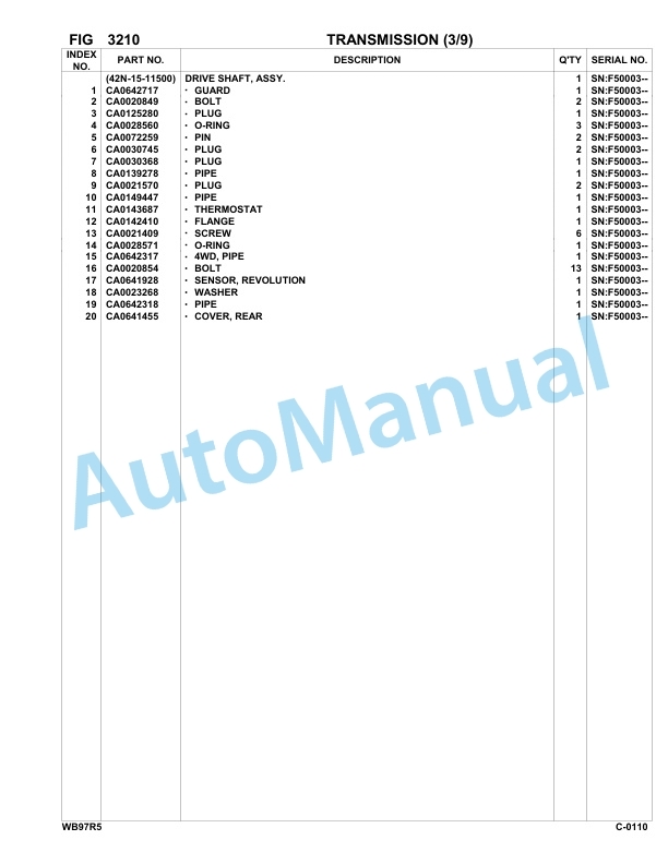 Komatsu WB97R-5 Backhoe Loader Parts Manual F50003-up 2 Komatsu WB97R-5 Backhoe Loader Parts Manual F50003-up-2