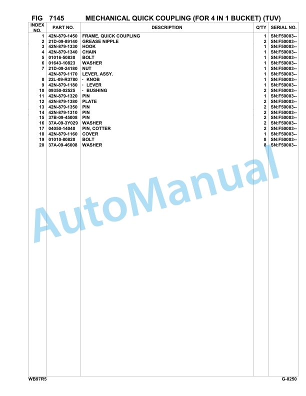 Komatsu WB97R-5 Backhoe Loader Parts Manual F50003-up 5 Komatsu WB97R-5 Backhoe Loader Parts Manual F50003-up-5