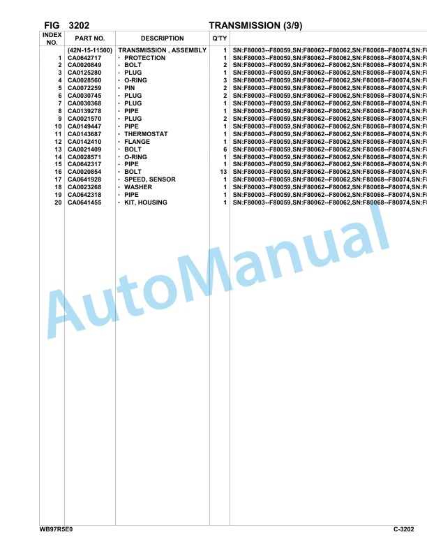 Komatsu WB97R-5E0 Backhoe Loader Parts Manual F80003-UP 2 Komatsu WB97R-5E0 Backhoe Loader Parts Manual F80003-UP-2