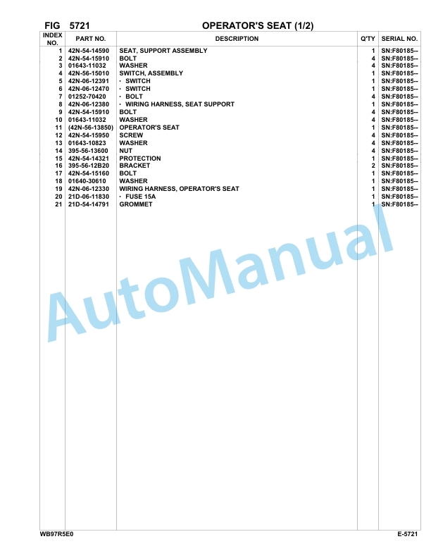 Komatsu WB97R-5E0 Backhoe Loader Parts Manual F80003-UP 3 Komatsu WB97R-5E0 Backhoe Loader Parts Manual F80003-UP-3