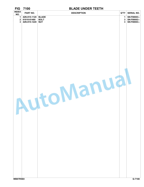 Komatsu WB97R-5E0 Backhoe Loader Parts Manual F80003-UP 5 Komatsu WB97R-5E0 Backhoe Loader Parts Manual F80003-UP-5