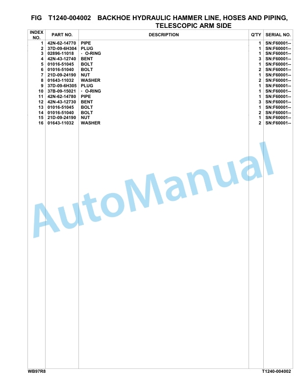 Komatsu WB97R-8 Backhoe Loader Parts Manual F60001-up 5 Komatsu WB97R-8 Backhoe Loader Parts Manual F60001-up-5