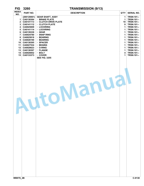 Komatsu WB97S-2 Backhoe Loader Parts Manual 97SF10431-up 2 Komatsu WB97S-2 Backhoe Loader Parts Manual 97SF10431-up-2
