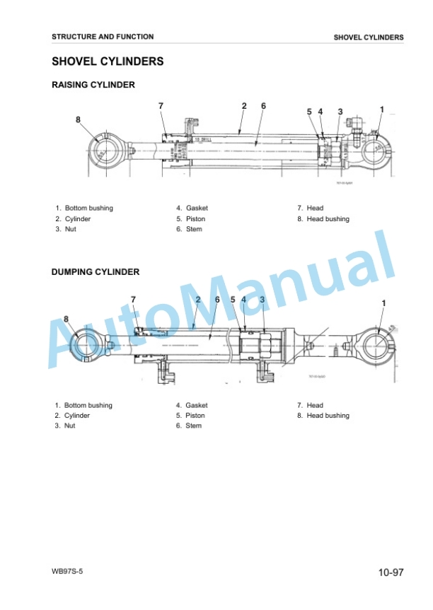 Alternative view of Komatsu WB97S-5 Backhoe Loader Shop Manual WEBM007500