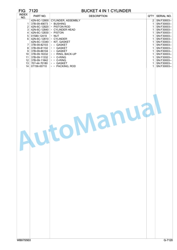 Komatsu WB97S-5E0 Backhoe Loader Parts Manual F30003 5 Komatsu WB97S-5E0 Backhoe Loader Parts Manual F30003-5