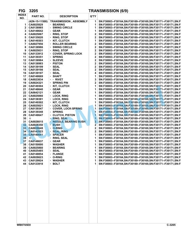 Komatsu WB97S-5E0 Backhoe Loader Parts Manual F30003-UP 2 Komatsu WB97S-5E0 Backhoe Loader Parts Manual F30003-UP-2