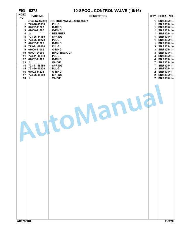 Komatsu WB97S-5E0 Backhoe Loader Parts Manual - F30541 - F30542 4 Komatsu WB97S-5E0 Backhoe Loader Parts Manual - F30541 - F30542-4