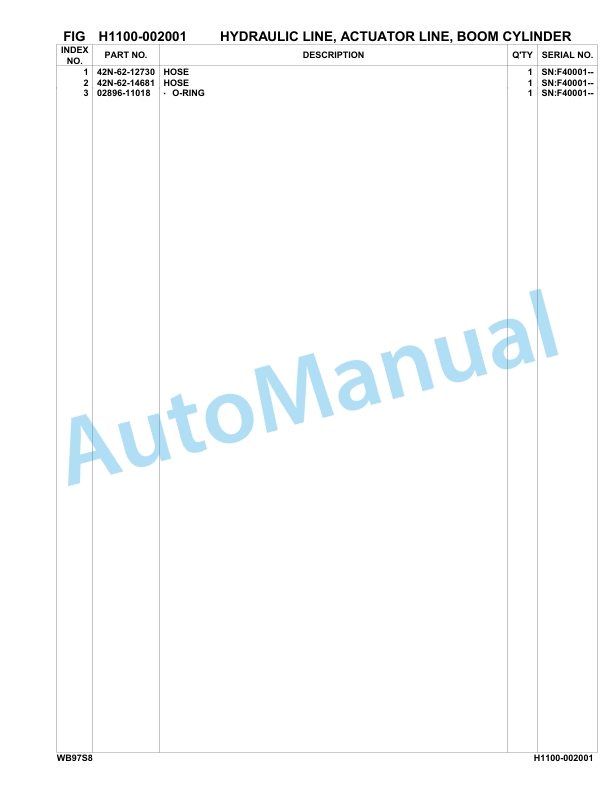 Komatsu WB97S-8 Backhoe Loader Parts Manual F40001-up 3 Komatsu WB97S-8 Backhoe Loader Parts Manual F40001-up-3