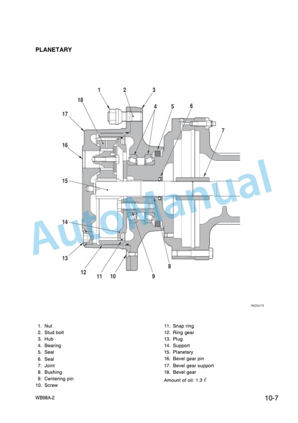 Alternative view of Komatsu WB98A-2 Backhoe Loader Shop Manual WEBM002300