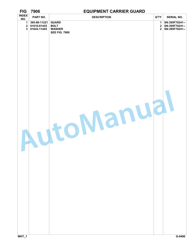 Komatsu WH713-1, WH714-1, WH714H-1, WH716-1 Parts Manual 395F70241-UP-5