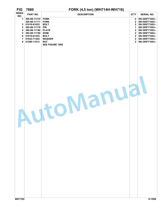 Komatsu WH713-1E0, WH714H-1E0, WH716-1E0 Parts Manual 395F71003-UP 5 Komatsu WH713-1E0, WH714H-1E0, WH716-1E0 Parts Manual 395F71003-UP-5