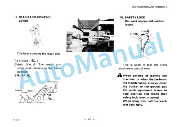 Alternative view of Komatsu WR11-1 Reach Loader Operation and Maintenance Manual SEAM041H0102