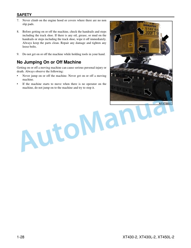 Alternative view of Komatsu XT430-2, XT430L-2, XT450L-2 Crawler Feller Buncher Operation and Maintenance Manual CEAM029102