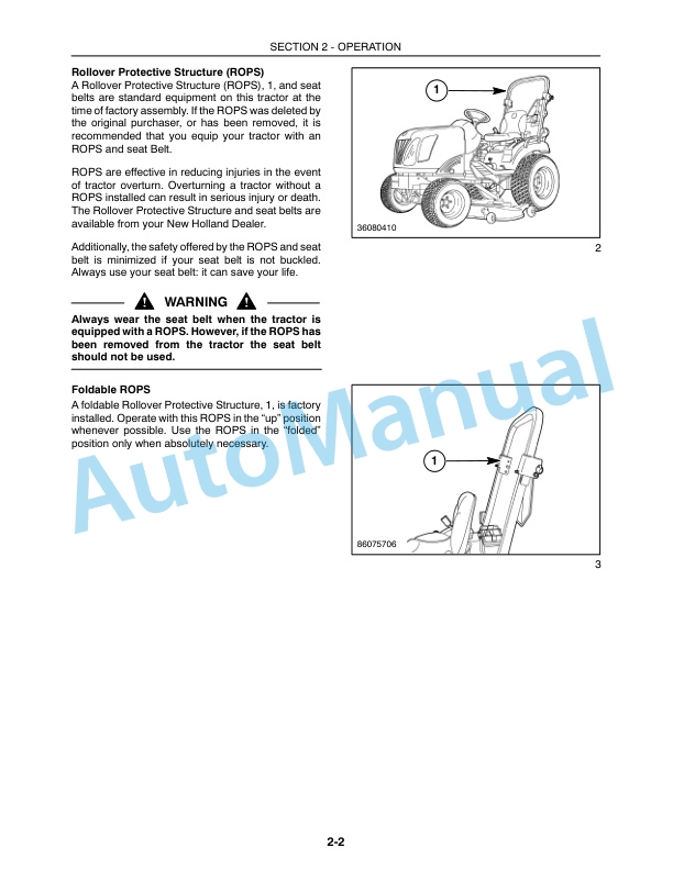 Alternative view of New Holland 1030, 230GM Boomer Operation and Maintenance Manual 87487351