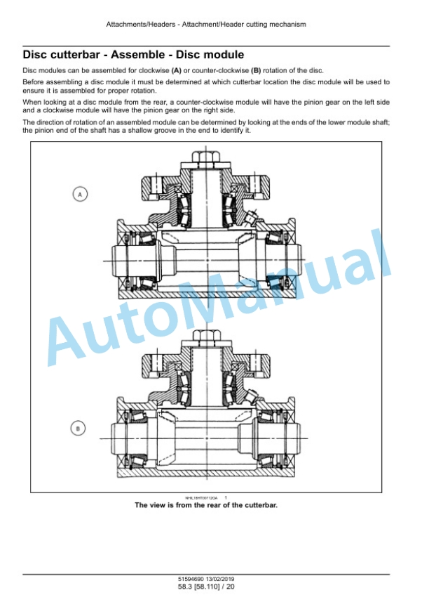 New Holland 107M, 108M, 109M DuraDisc Disc Mower Service Manual 51594690 5 New Holland 107M, 108M, 109M DuraDisc Disc Mower Service Manual 51594690-5