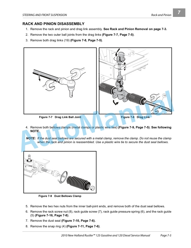 Alternative view of New Holland 120, 125 Rustler Tractor Service Manual CLC103700628