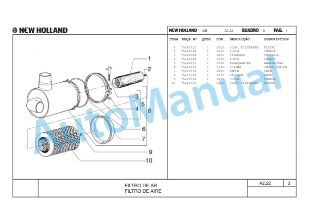 New Holland 12B Loader Part Catalog 75314394 BR-2