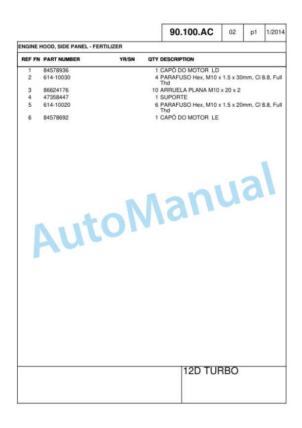 New Holland 12D Wheel Loader Parts Catalog 47635004 BR 5 New Holland 12D Wheel Loader Part Catalog 47635004 BR-5