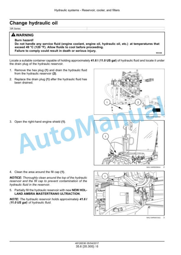 Alternative view of New Holland 130 Speedrower Tier 3 Self-Propelled Windrower Service Manual 48126536