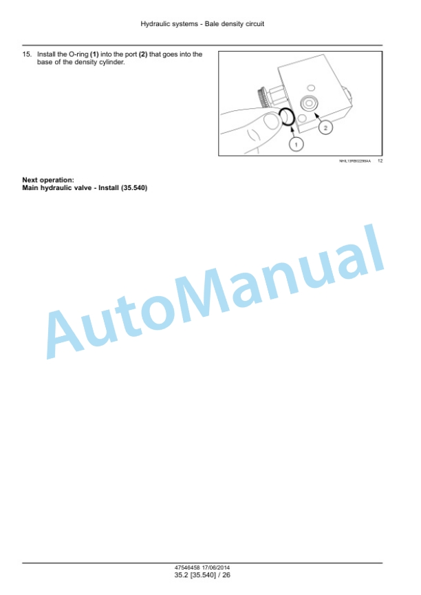 Alternative view of New Holland 150, 180 Roll-Belt Round Baler Service Manual 47546458
