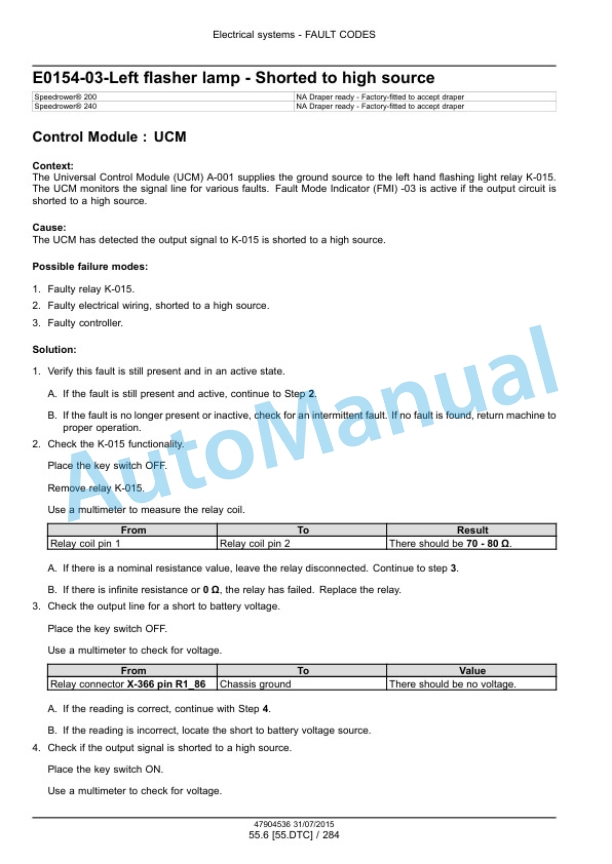 New Holland 200, 240 Speedrower Tier 3 Self-Propelled Windrower Service Manual 47904536 4 New Holland 200, 240 Speedrower Tier 3 Self-Propelled Windrower Service Manual 47904536 - Image 4