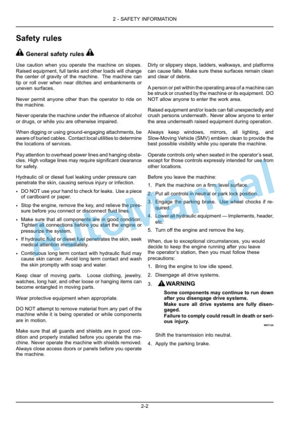 Alternative view of New Holland 200LC Loader Operation and Maintenance Manual 51421058