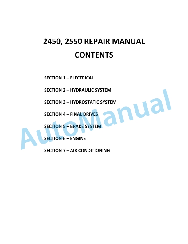 New Holland 2450, 2550 Repair Manual 86575157