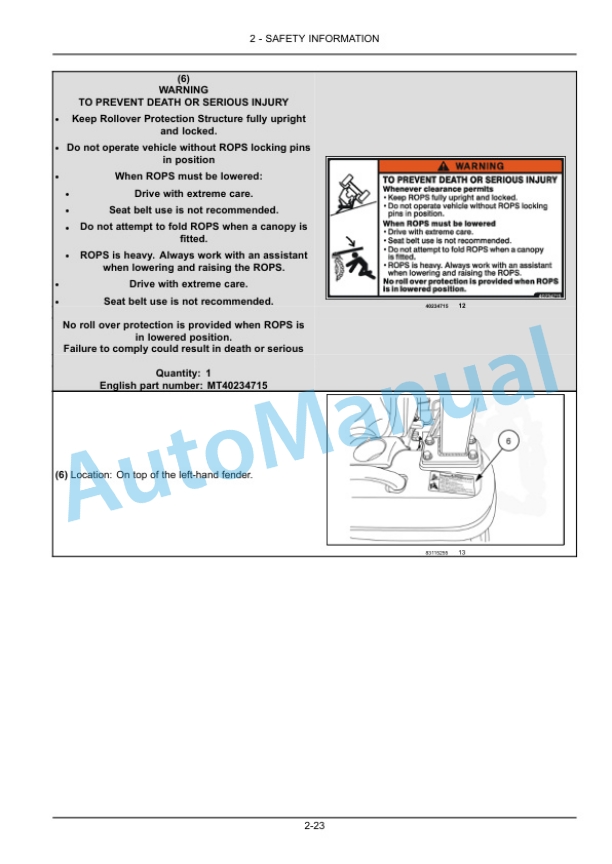 Alternative view of New Holland 25 Boomer Tier 3 Compact Tractor Operation and Maintenance Manual 48098985