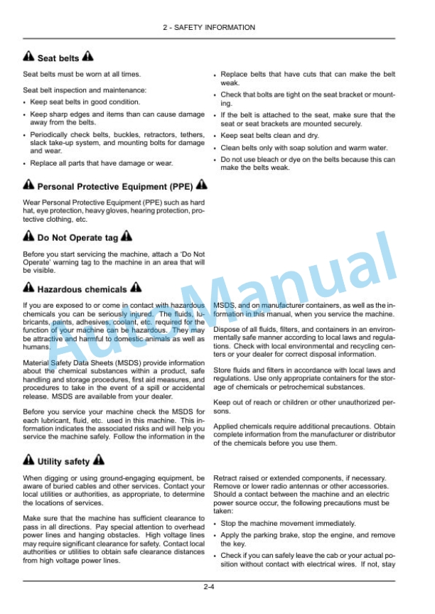 Alternative view of New Holland 260TLA Loader Operation and Maintenance Manual 48124915