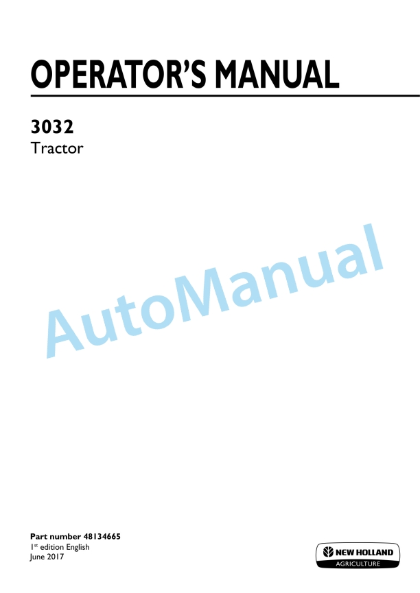 New Holland 3032 Tractor Operation and Maintenance Manual 48134665