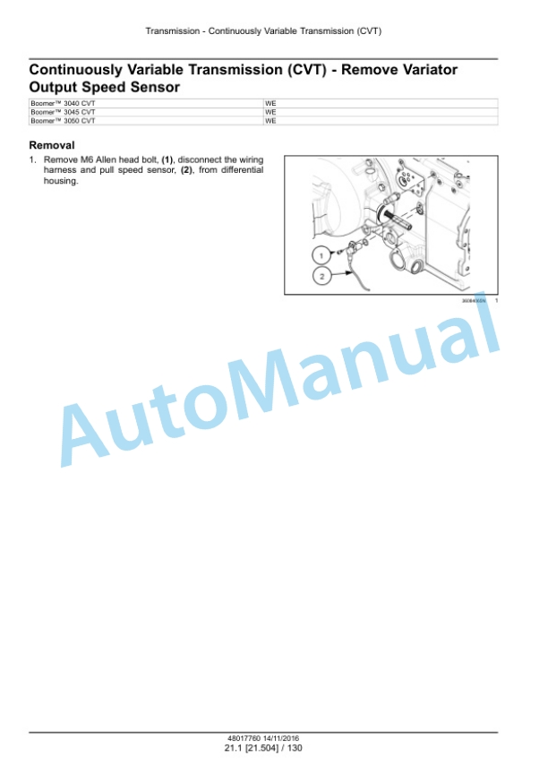 Alternative view of New Holland 3040, 3045, 3050 CTV Boomer Compact Tractor Service Manual 48017760