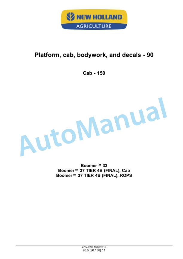 New Holland 33, 37 Boomer Tier 4B Final Compact Tractor Service Manual 47998505 5 New Holland 33, 37 Boomer Tier 4B Final Compact Tractor Service Manual 47998505 - Image 5