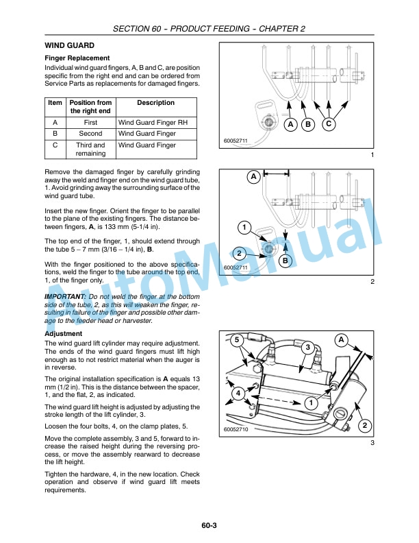 New Holland 346W, 356W, 366W Header Repair Manual 87576103 3 New Holland 346W, 356W, 366W Header Repair Manual 87576103-3