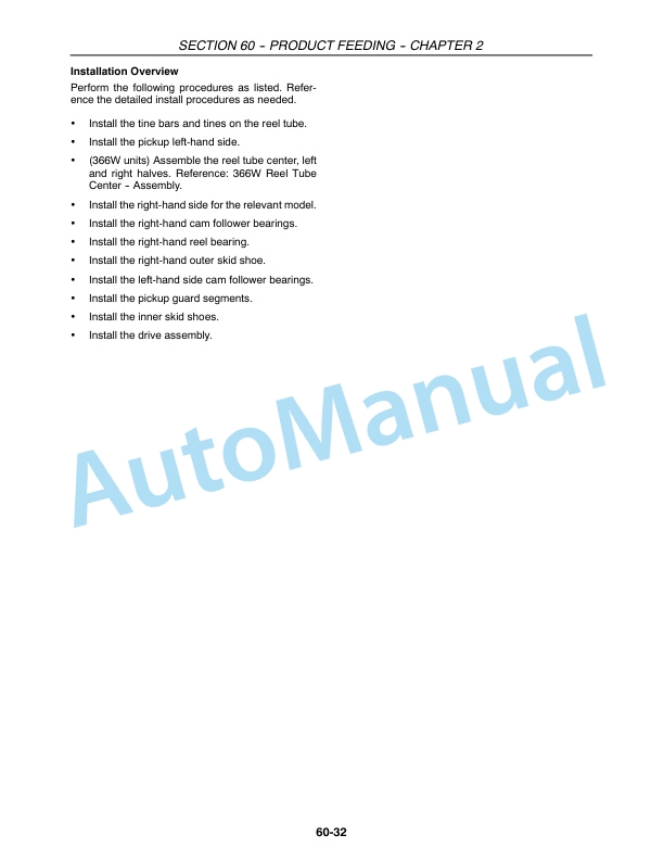 New Holland 346W, 356W, 366W Header Repair Manual 87576103 4 New Holland 346W, 356W, 366W Header Repair Manual 87576103-4