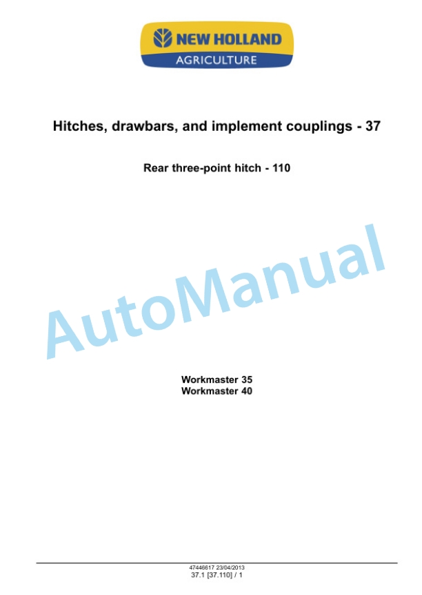Alternative view of New Holland 35, 40 Workmaster Compact Tractor Service Manual 47547322