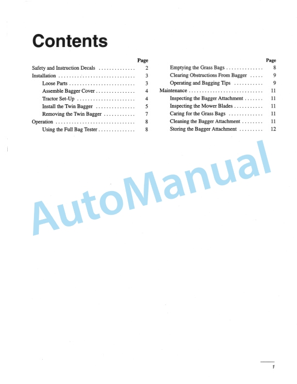 New Holland 38in Twin Bagger for Lawn - Garden Tractor Operation and Maintenance Manual 42680050 2 New Holland 38in Twin Bagger for Lawn - Garden Tractor Operation and Maintenance Manual 42680050-2