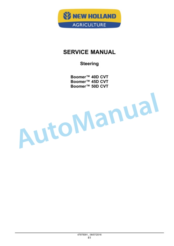 New Holland 40D CVT, 45D CVT, 50D CVT Boomer Tier 3 Compact Tractor Service Manual 48001043 3 New Holland 40D CVT, 45D CVT, 50D CVT Boomer Tier 3 Compact Tractor Service Manual 48001043 - Image 3